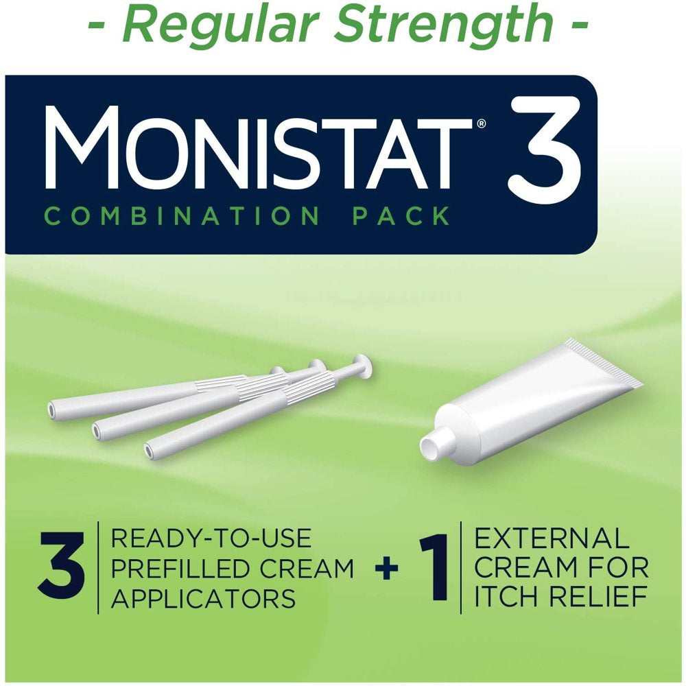 Monistat Vaginal Antifungal 3-Day Prefilled Cream Itch Relief, 3 Ct, 2 Pack