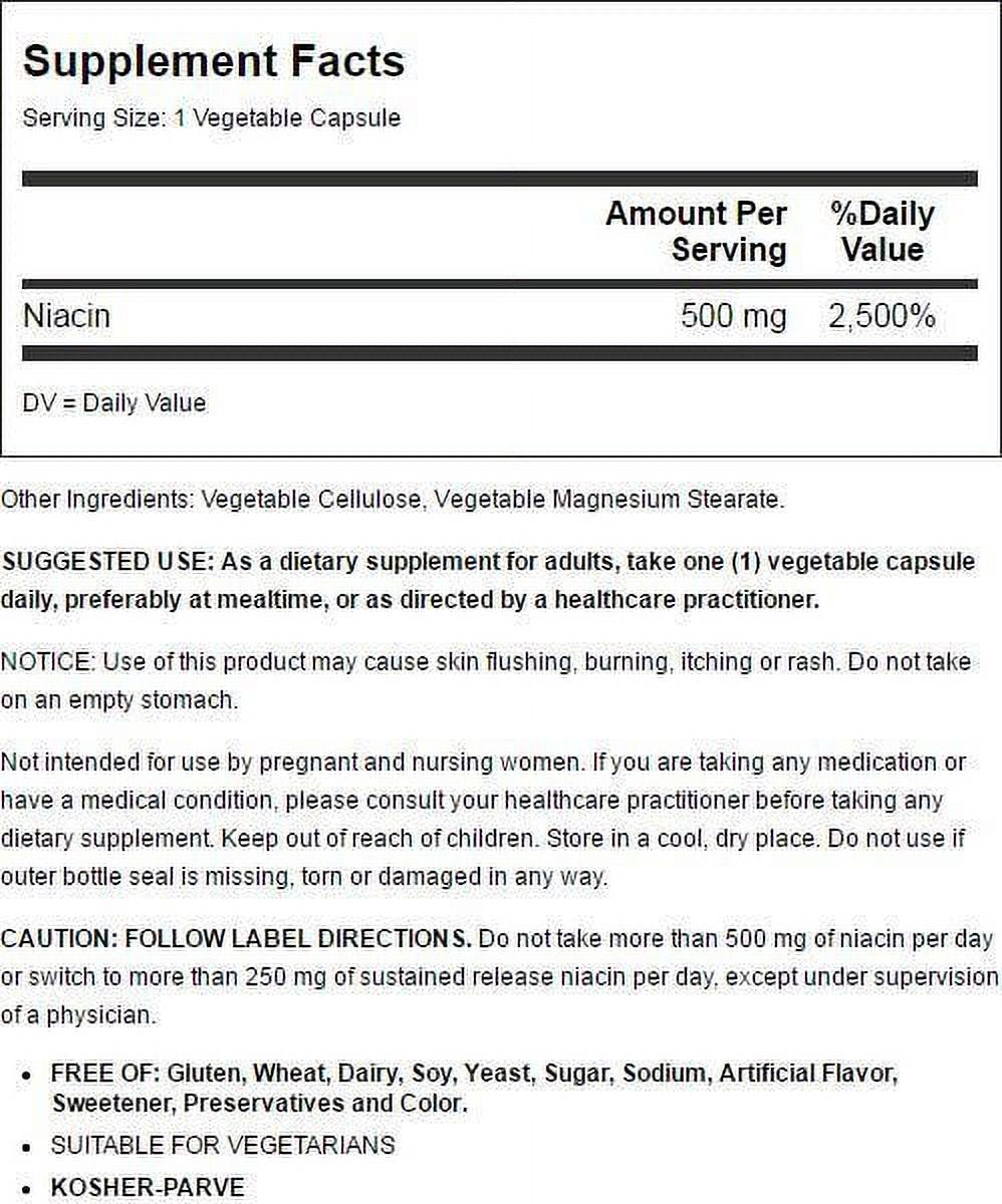 Solgar Niacin (Vitamin B 3), 500 Mg, 100 Vegetable Capsules