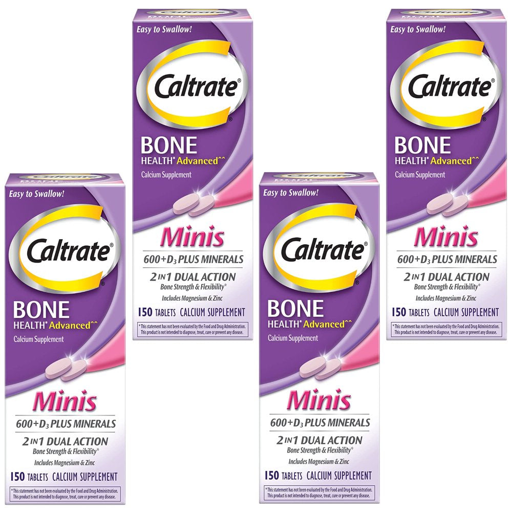 Caltrate Calcium & Vitamin D3 Supplement plus Minerals Mini Tablets, 150 Ea (Pack of 4)