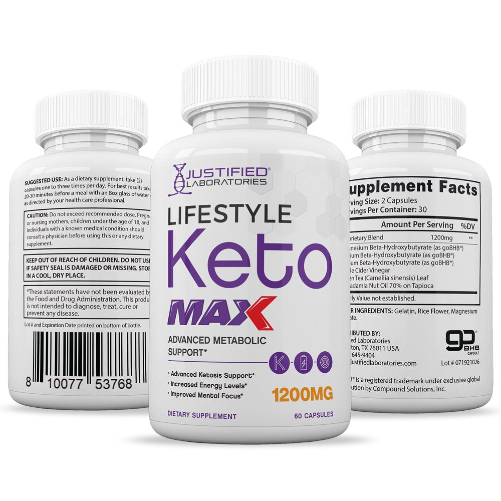 (5 Pack) Lifestyle Keto Max 1200MG Pills Includes Apple Cider Vinegar Gobhb Strong Exogenous Ketones Advanced Ketogenic Supplement Ketosis Support for Men Women 300 Capsules