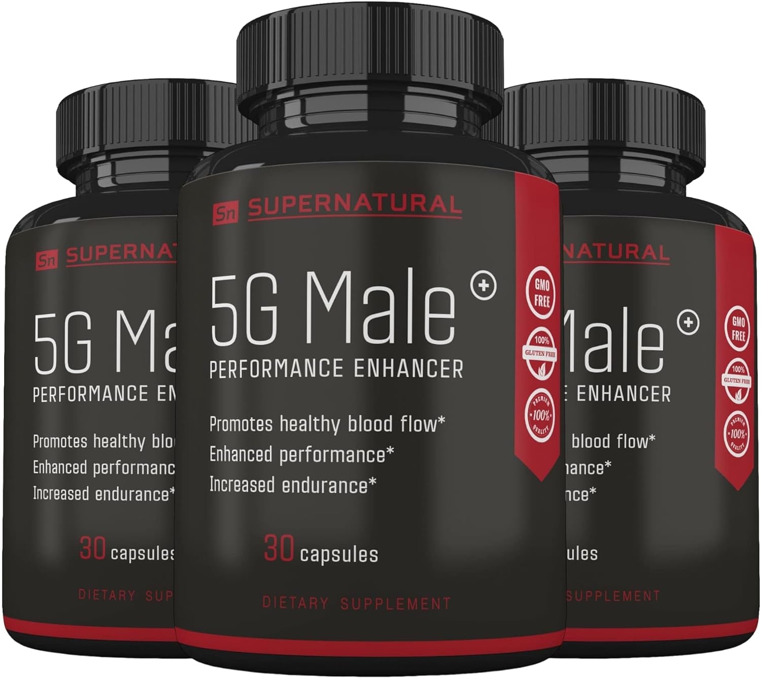 Supernatural Man 5G Male Natural T Booster Enhancing Supplement for Blood Flow, Stamina, Strength & Endurance - Ginseng, Garlic, Ginkgo, Ginger Root, Vitamin D Supports Healthy Males - 90 Capsules