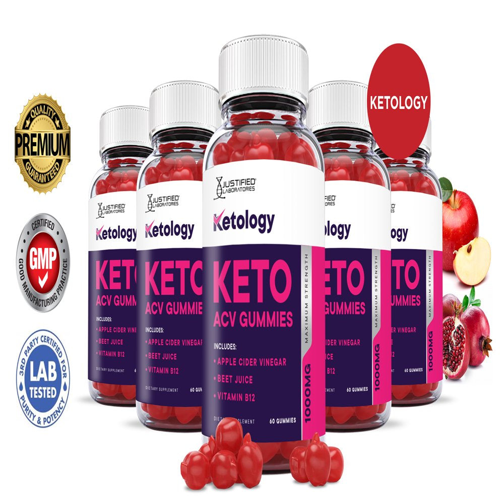 (5 Pack) Ketology Keto ACV Gummies 1000MG Dietary Supplement 300 Gummys