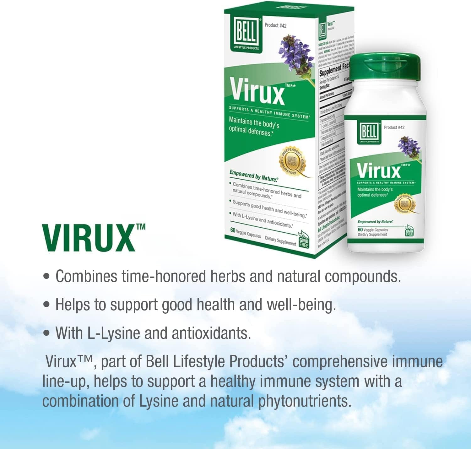 Bell Bundle - Virux L Lysine & G-Out Uric Acid Cleanse - 25 Years around the World, Sold Directly by the Manufacturer