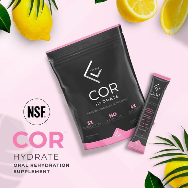 Corvive Corhydrate Drink Mix – Pink Lemonade | Electrolyte-Rich Blend | Oral Rehydration Supplement | 15 Sticks