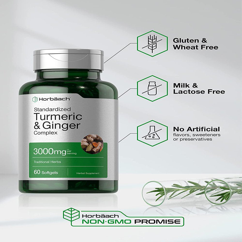 Turmeric and Ginger Complex | 3000 Mg | 60 Softgel | by Horbaach