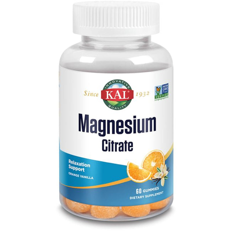 KAL Magnesium Citrate Gummy | Healthy Relaxation, Muscle, Bone, & Energy Support | Vegetarian & Non-Gmo | 60 Gummies