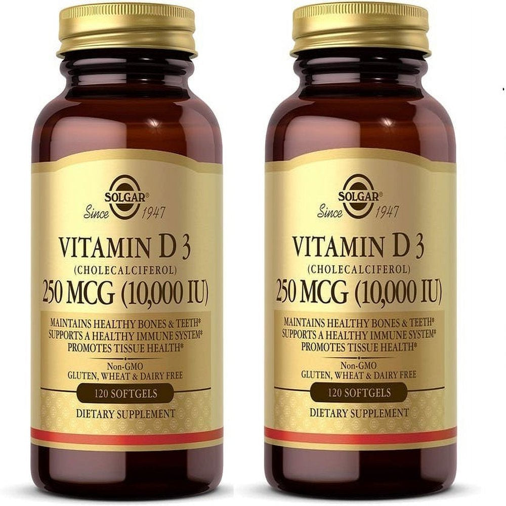 Solgar Vitamin D3 Cholecalciferol 10000 IU, 120 Softgels-2 Pack