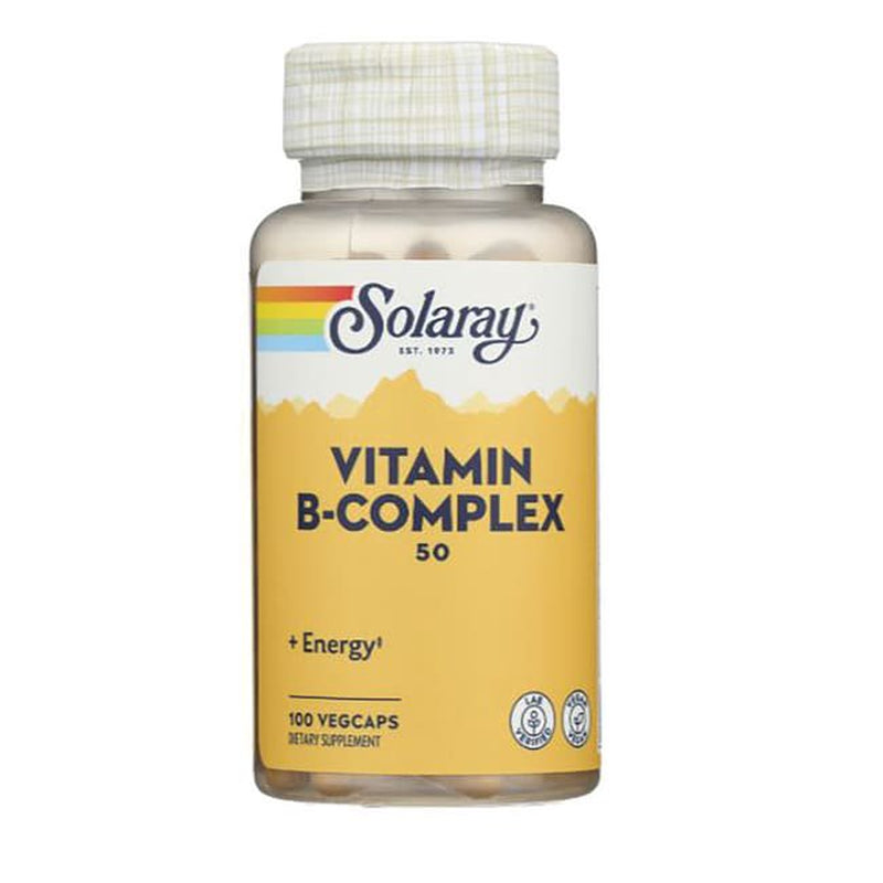 Solaray Vitamin B-Complex, Healthy Energy & Red Blood Cell Formation Support & More, 100 Servings, 100 Vegcaps