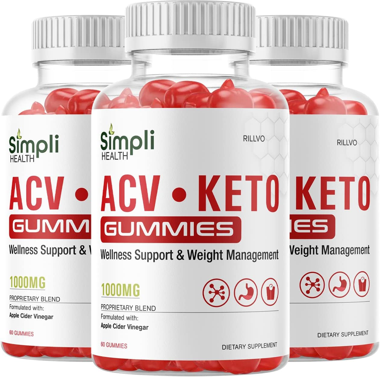 (3 Pack) Simpli ACV Keto Gummies, Simpli Health Acv+Keto Gummies Advanced Ketogenic Formula (180 Gummies)