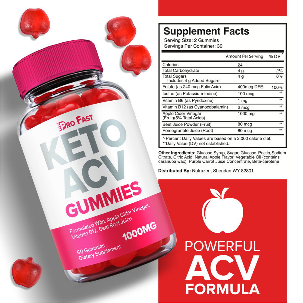 PRO FAST KETO ACV Gummies Apple Cider Vinegar 60 Gummies