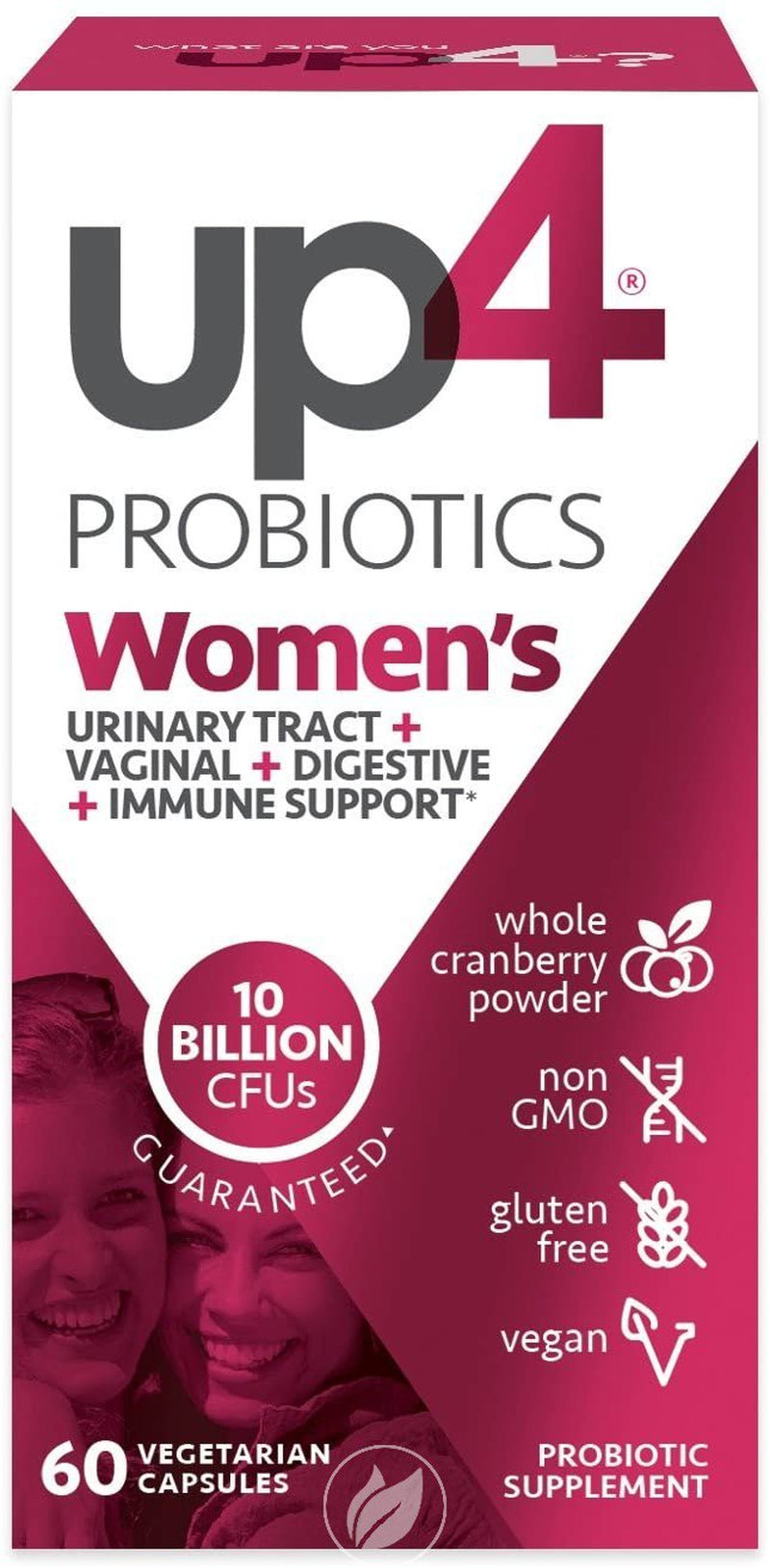 UP4 Probiotics with DDS-1 Women'S 10 Billion CFU - 60 Vegetable Capsules, Pack of 2