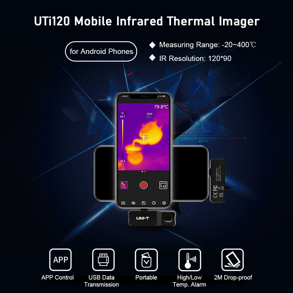 UNI,T Uti120Mobile Infrared Thermal Imager , Imaging Camera for Android Phones, Type,C Interface