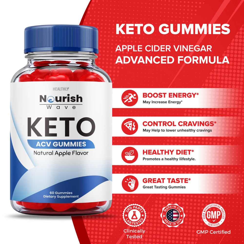 (3 Pack) Nourish Keto Gummies Keto ACV Apple Cider Vinegar Weight Loss Vegan (180 Gummies)