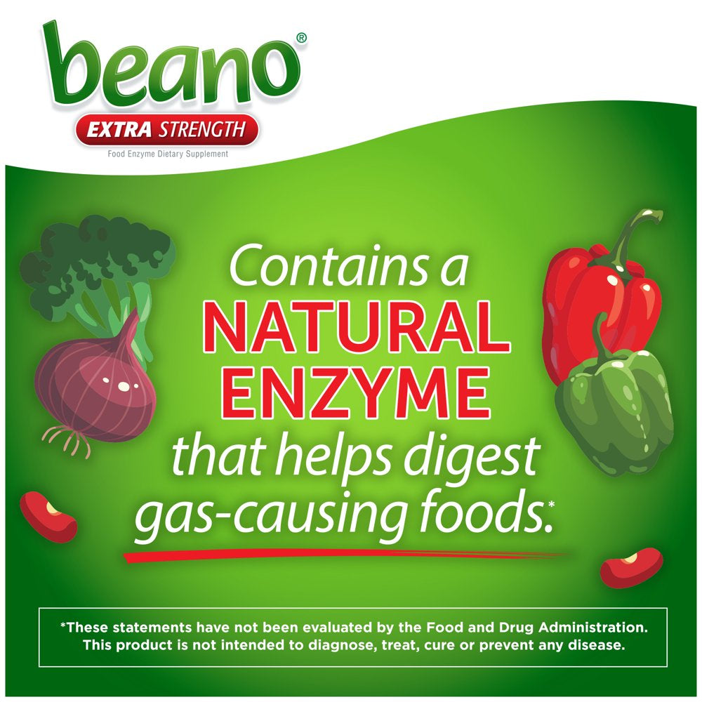 Beano Extra Strength, Gas Prevention & Digestive Enzyme Supplement, 100 Count