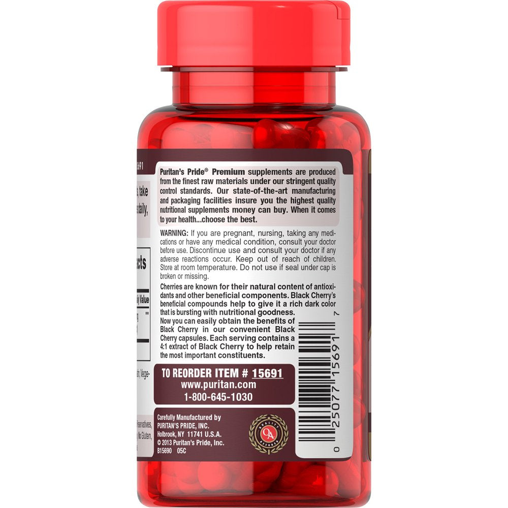 2 Pack - Puritan'S Pride Black Cherry 1000 Mg Capsules, 100 Count