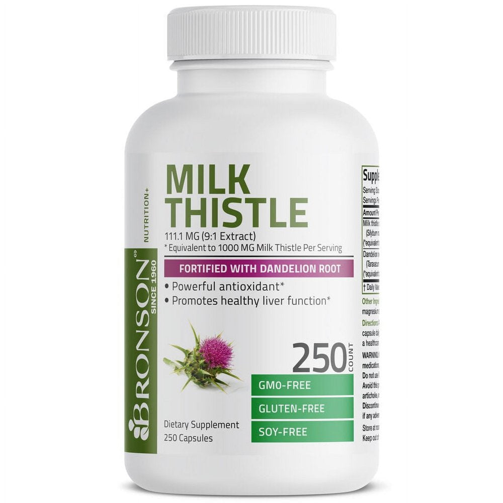 Milk Thistle 1000Mg (Silymarin) W/ Dandelion Root Liver Support 250 Capsule