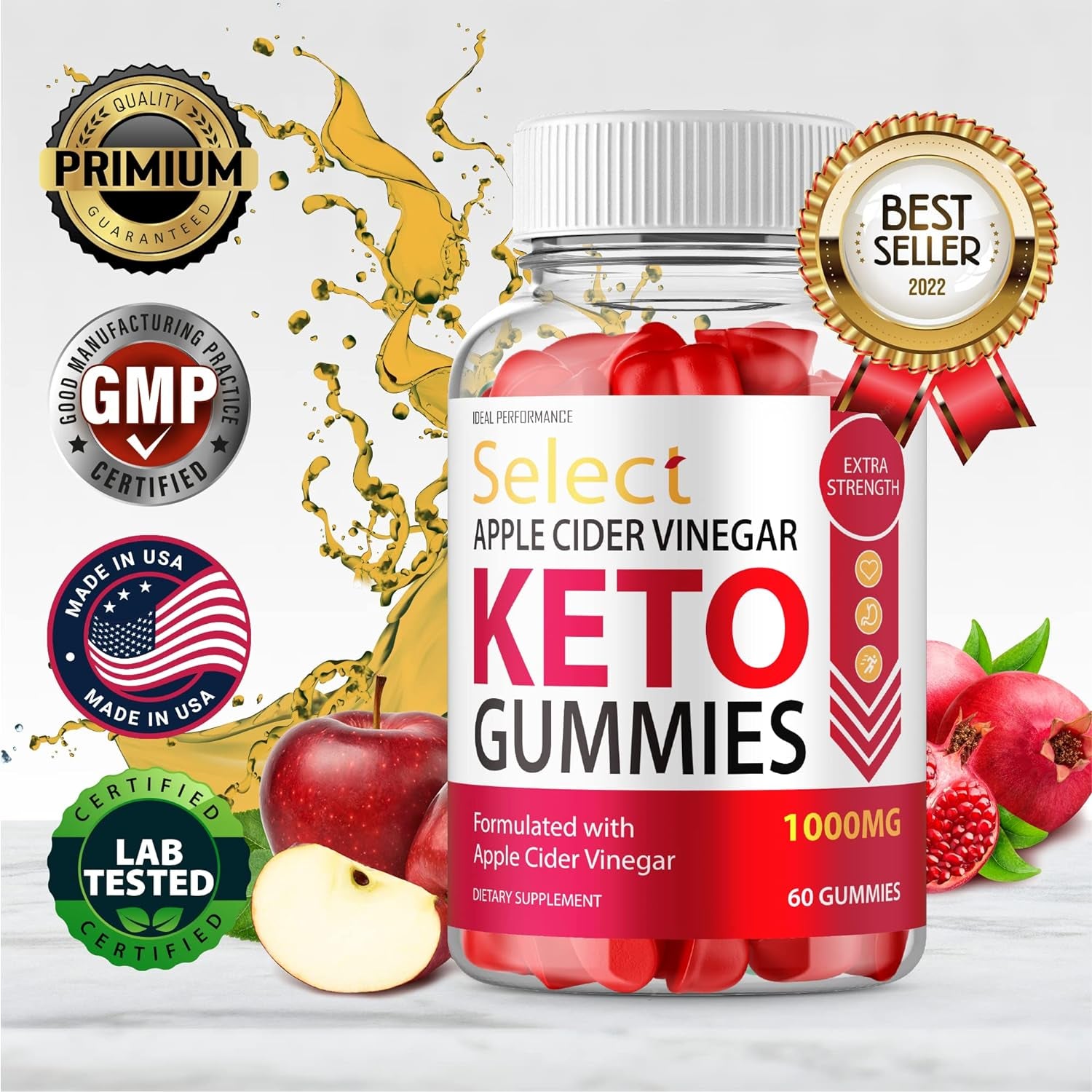 (5 Pack) Select Ketos Gummies Ketos Select ACV Ketos Gummies Supplement (300 Gummies)