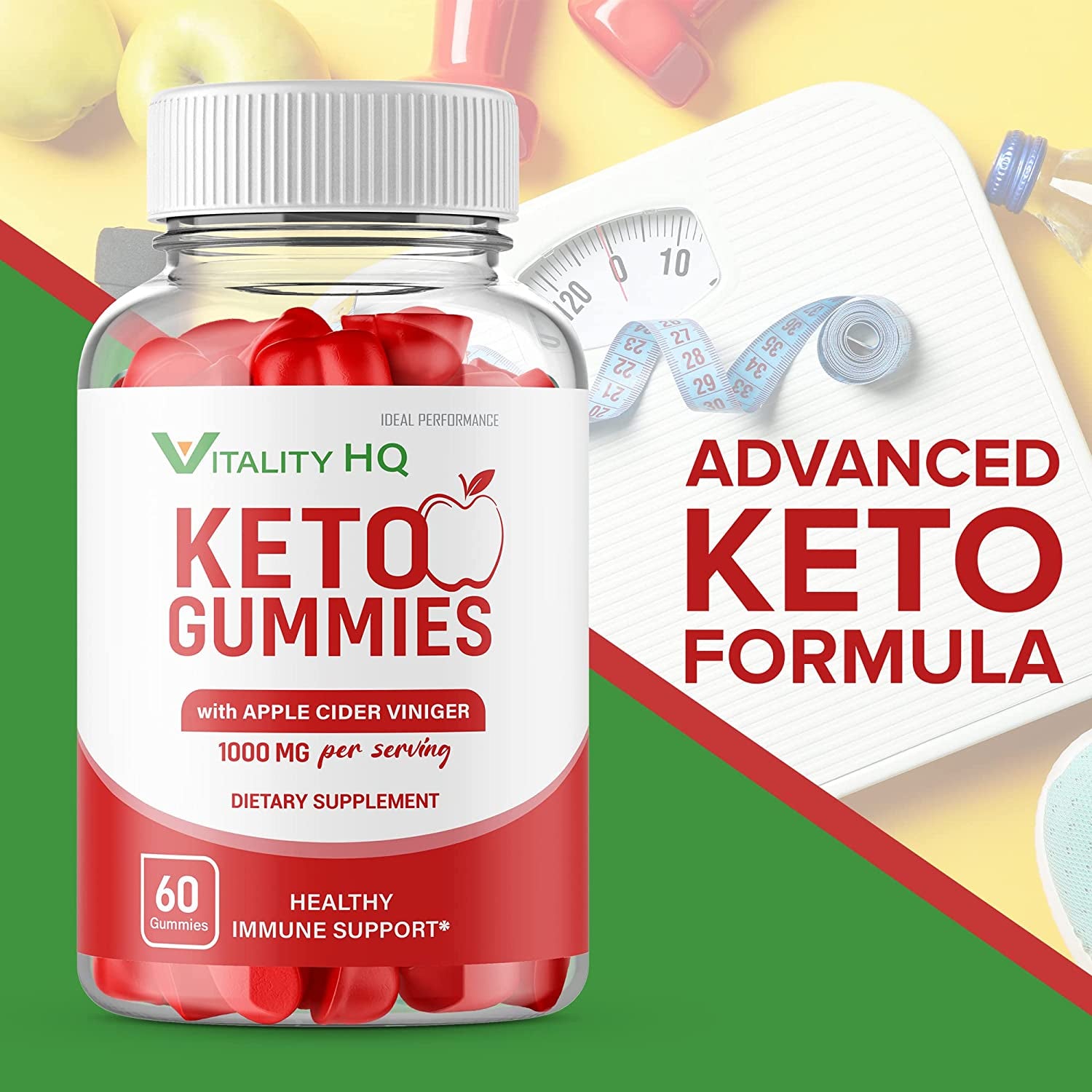 (3 Pack) Vitality HQ Ketos Gummies Vitality Ketos ACV Gummies Vitality ACV Gummie Vitality Ketos Gummies (180 Gummies)