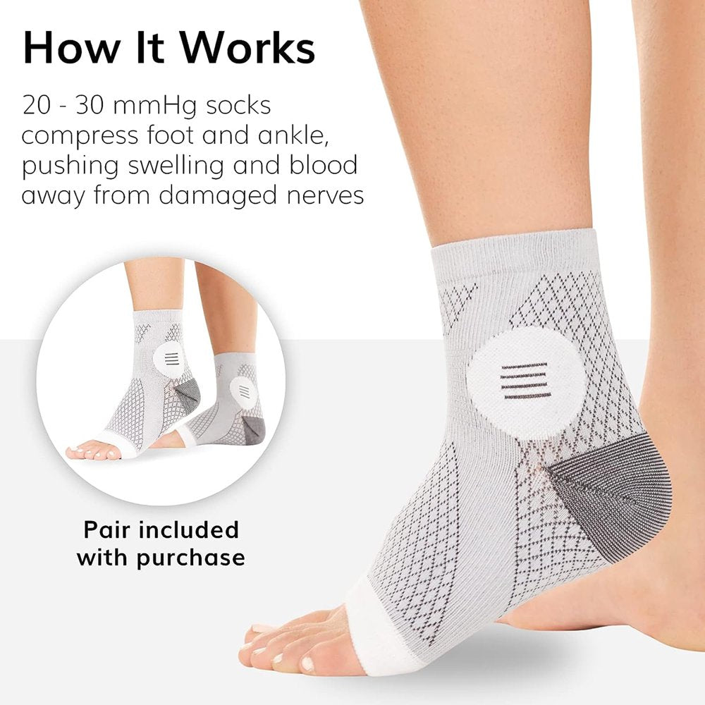 3Pairs Soothe Socks for Neuropathy Pain, Ankle Brace Compression Support,Soothesocks for Neuropathy, Arch Support for Women & Men (L,Gray)