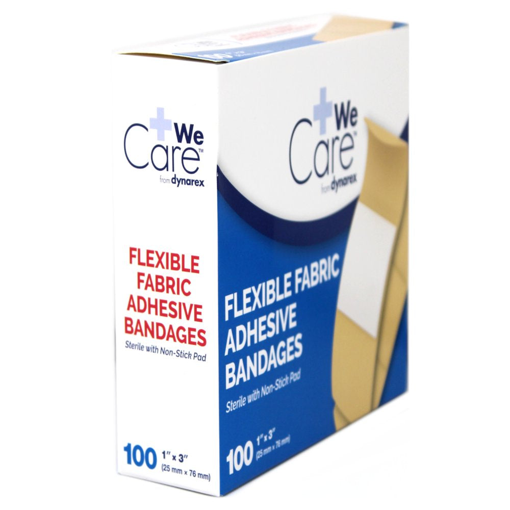 5 Pack - Dynarex Adhesive Flexible Fabric Sterile Bandages 1 X 3 Inches 100 Ea