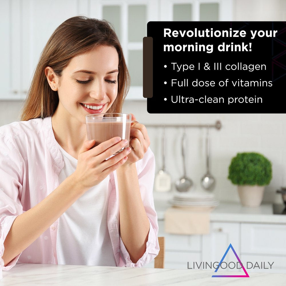 Livingood Daily Collagen + Multi - Chocolate Hydrolyzed Collagen Peptides Powder W/ Multivitamin, 30 Servings