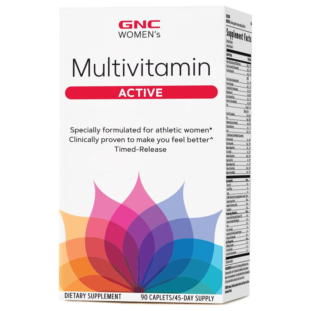 GNC Women'S Active Multivitamin | Supports an Active Lifestyle | 30+ Nutrient Formula | Promotes Bone & Joint Health, Helps Energy Production | Clinically Studied Daily Vitamin | 90 Caplets