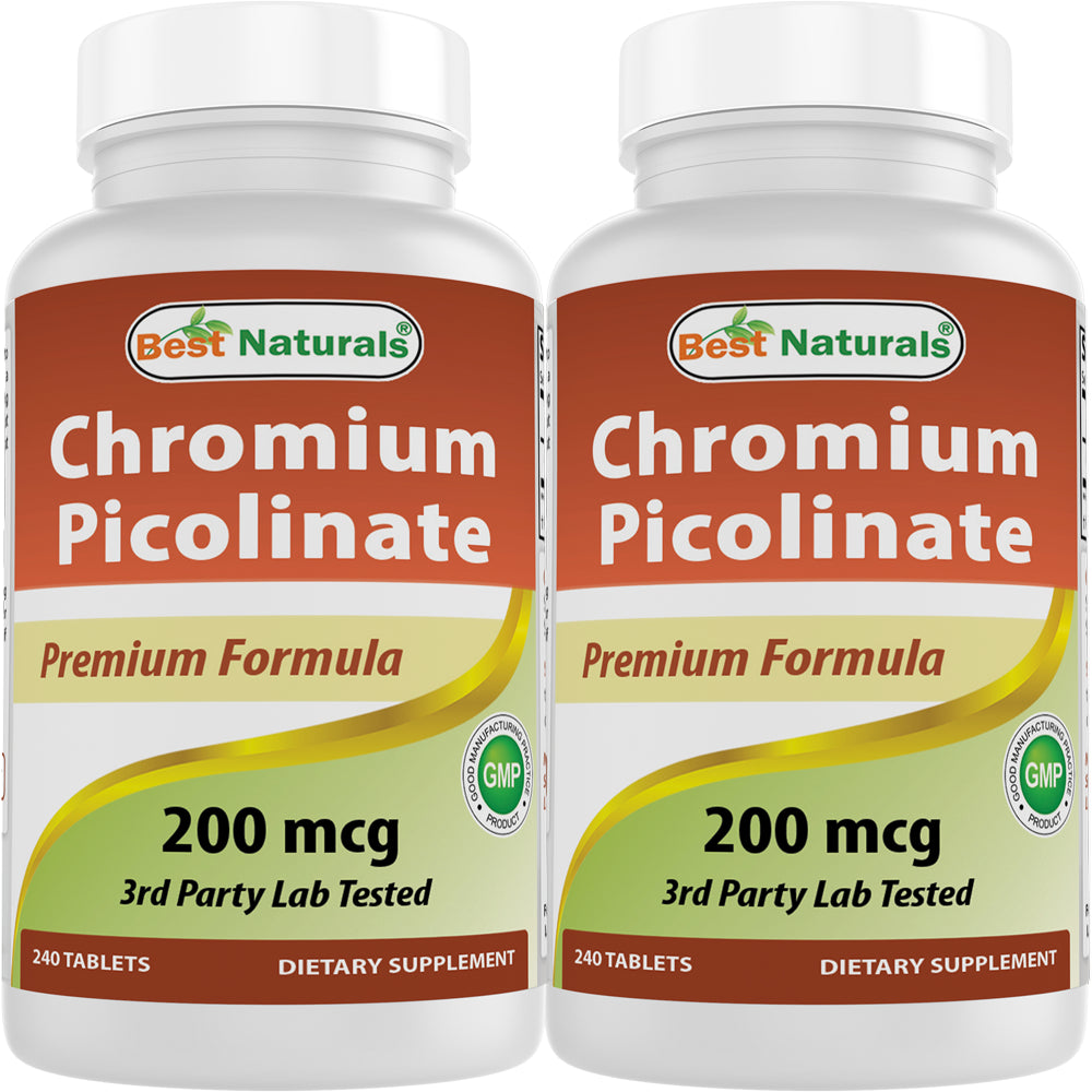 2 Pack Best Naturals Chromium Picolinate 200 Mcg 240 Tablets