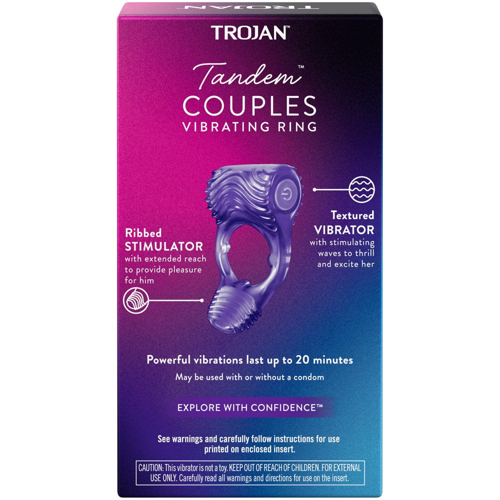 TROJAN Vibrations Tandem Couples Vibrating Ring, Personal Massager, 1 Count