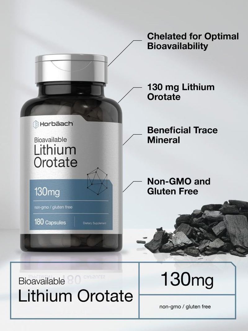 Lithium Orotate 130Mg | 180 Capsules | by Horbaach