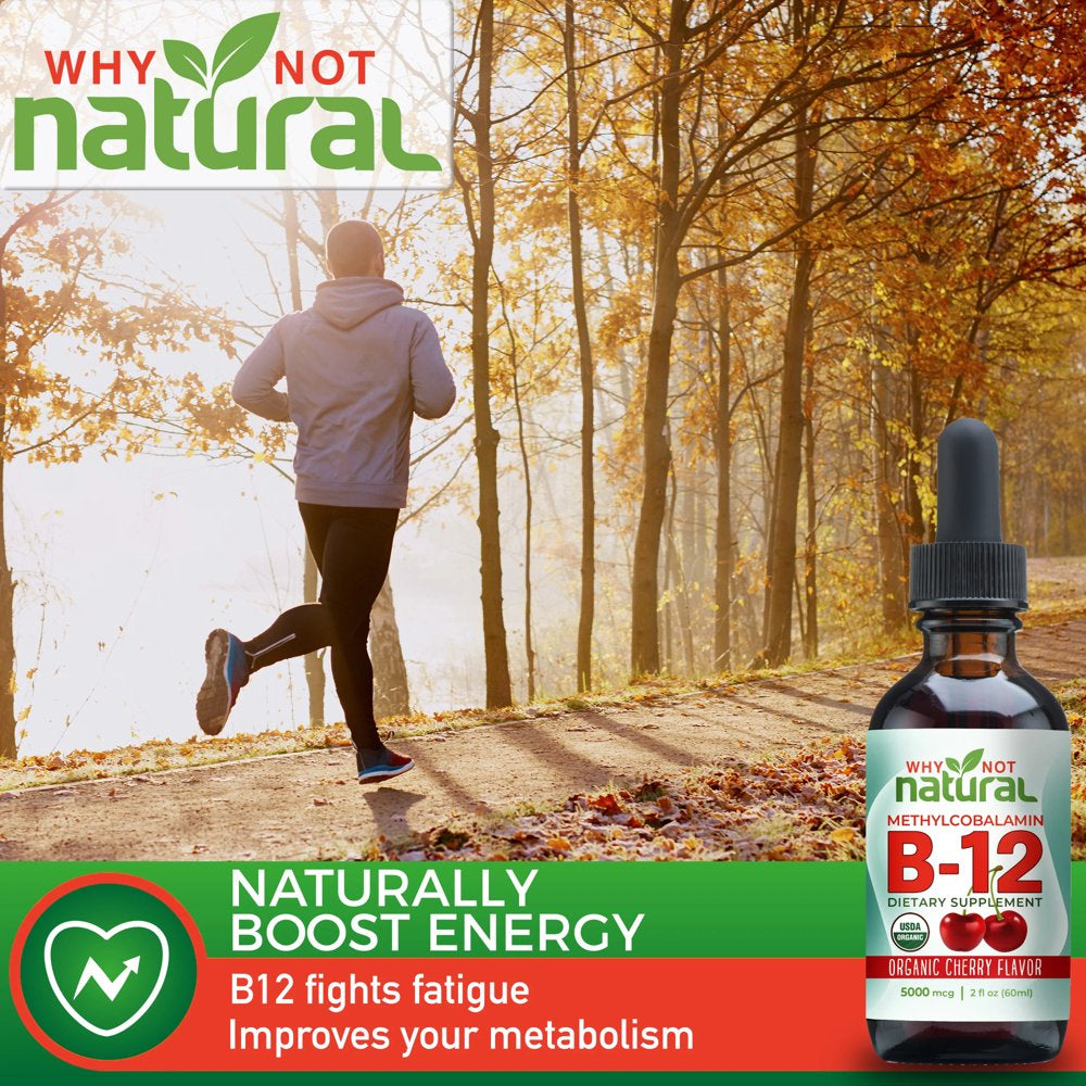 Why Not Natural Organic B12 Liquid Drops, 5000Mcg per Serving