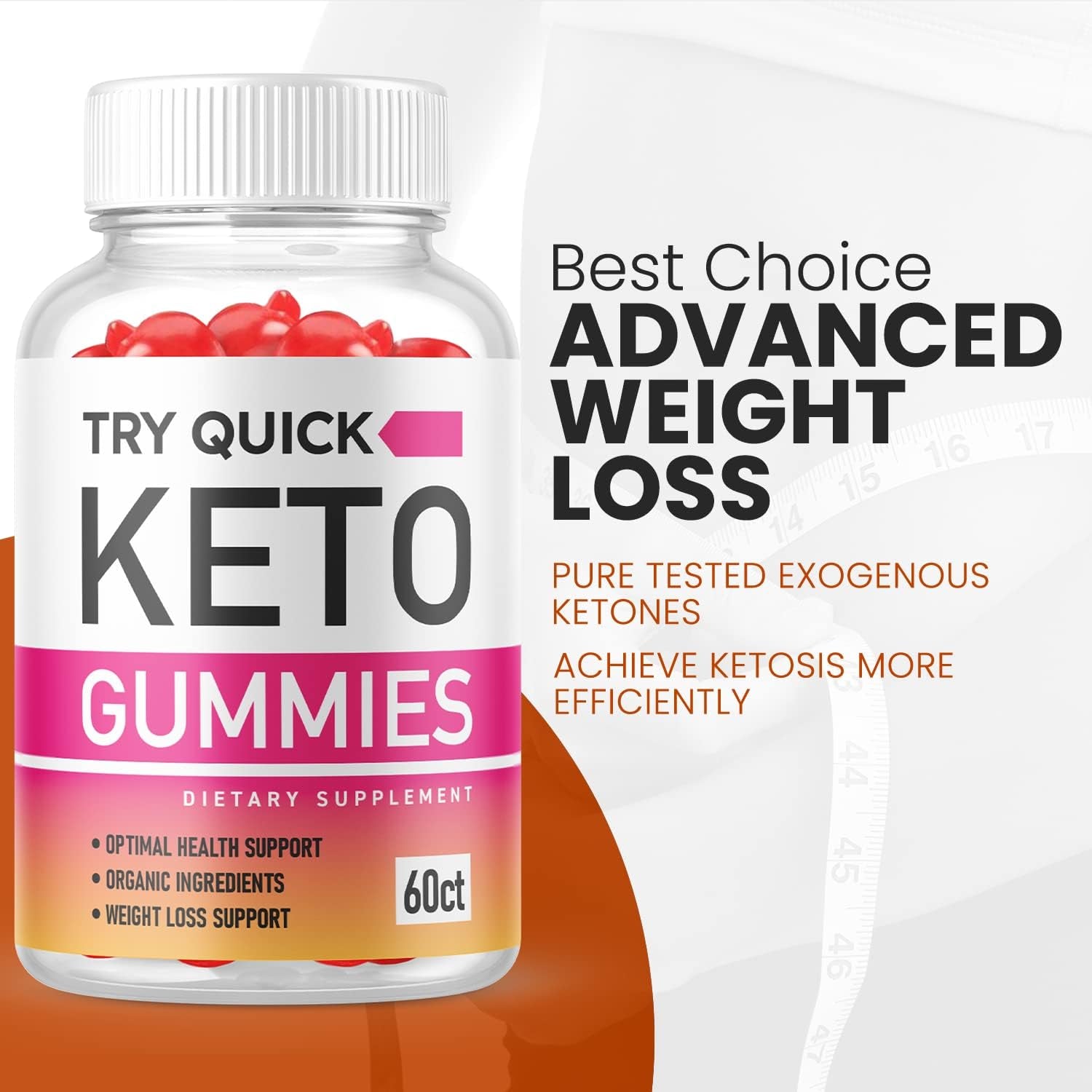 Try Quick Keto Gummies - Try Quick Keto Gummies with Apple Cider Vinegar, Try Quick Keto Gummies with ACV for Ketosis - Vegan, Non GMO - Advanced Formula Ketogenic (1 Pack)