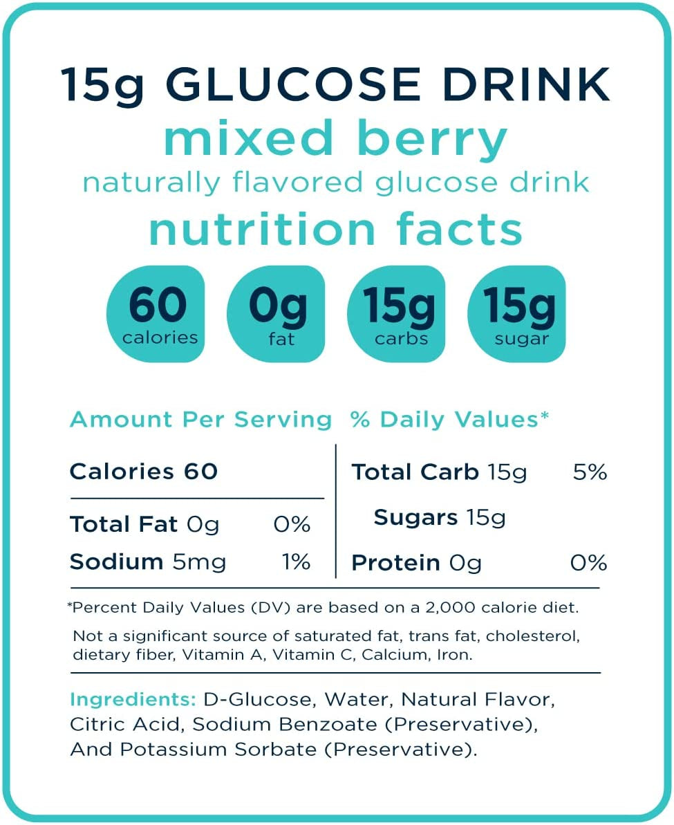 Transcend Glucose Shots - Mixed Berry - 12 Pack (2.5Oz Each) - Blood Sugar Support Liquid Glucose Shots for Diabetics - Fast Acting Glucose, Gluten Free, Vegan, Precise 15G Dose - Made in the USA