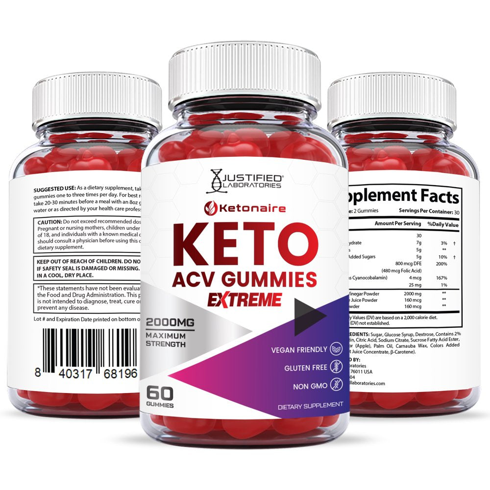 (10 Pack) Ketonaire Keto Extreme ACV Gummies 2000Mg Dietary Supplement 600 Gummys