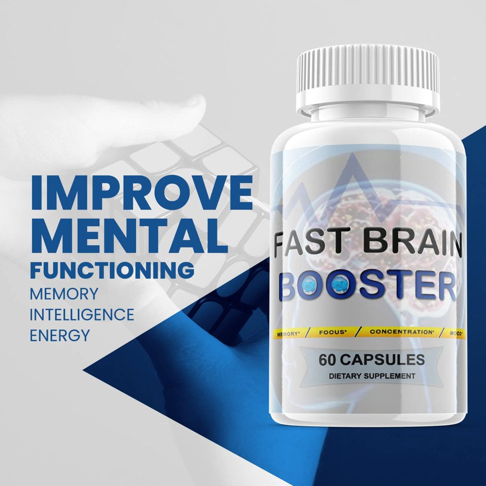 (1 Pack) Fast Brain Booster - Dietary Supplement for Focus, Memory, Clarity, & Energy - Advanced Cognitive Support Formula for Maximum Strength - 60 Capsules