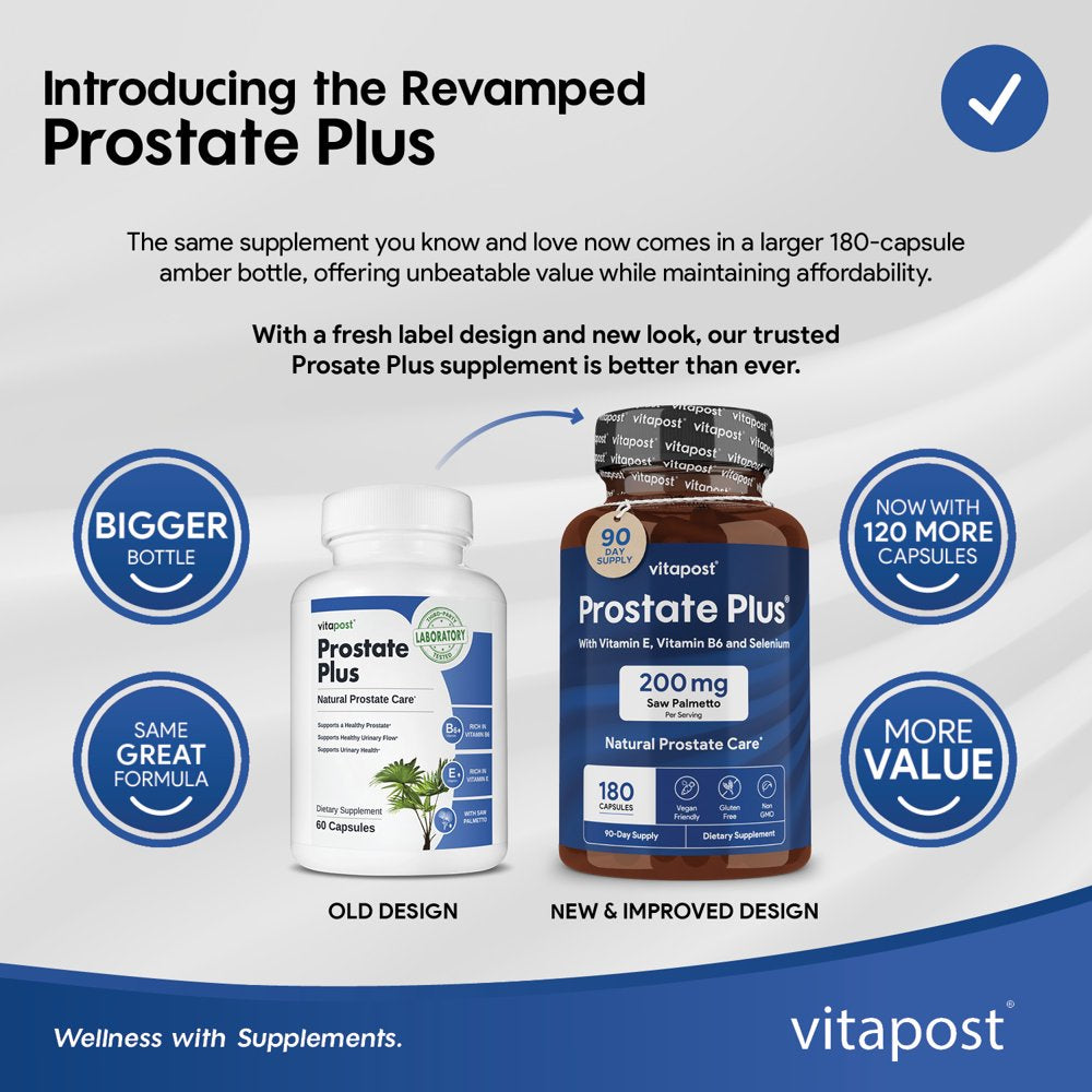 Vitapost Prostate plus Supplement with Zinc, Saw Palmetto, Pygeum - 60 Capsules