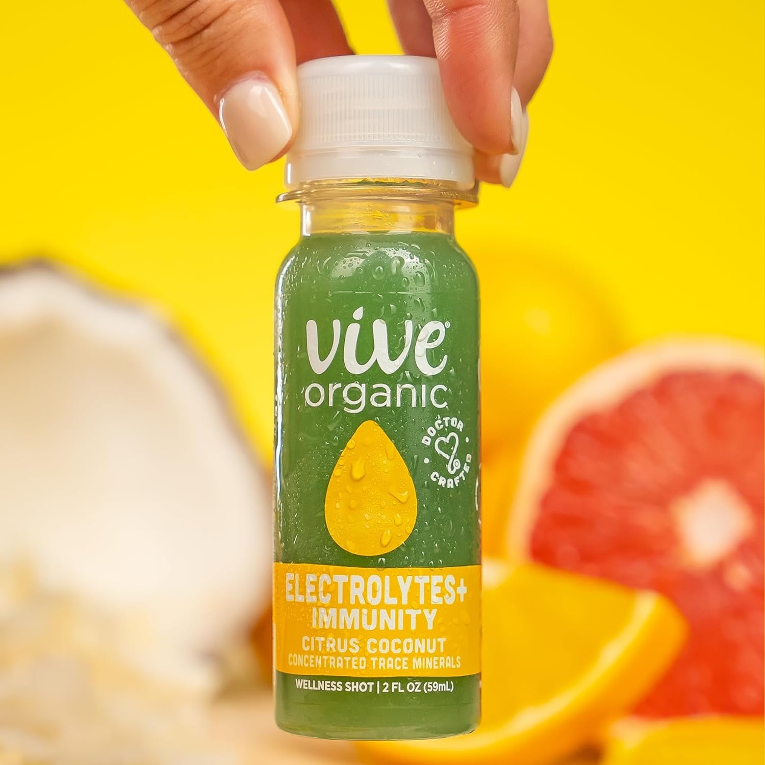 Vive Organic Electrolytes Shot + Immune Support, Blue Spirulina, Coconut Water & Trace Minerals, Gluten Free, Vegan, Refuel & Rehydrate, 2 Fl Oz (Pack of 12)