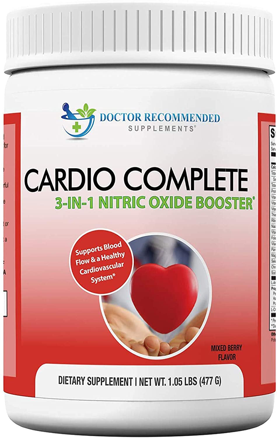 Cardio Complete - Heart Health and Cardiovascular Support Powder Supplement - 3-In-1 Nitric Oxide Booster with 5,000 L-Arginine, 1,000Mg L-Citrulline, and Hawthorn Berry