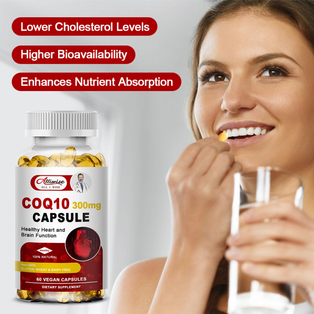 Alliwise Coq10 Capsules 300Mg,For Heart Health Antioxidant Coq10 Softgel Diet Supplement - 120 CT