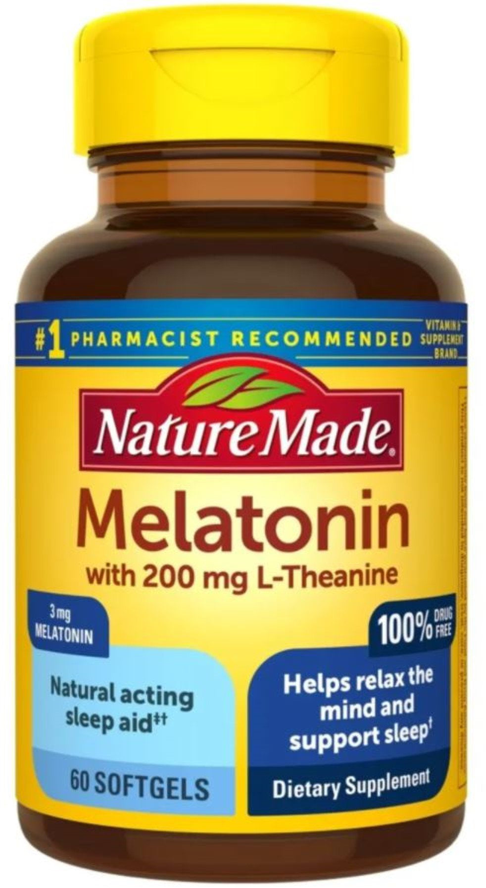 Nature Made Melatonin + L-Theanine 200Mg, Softgels, 60 Ea (Pack of 3)