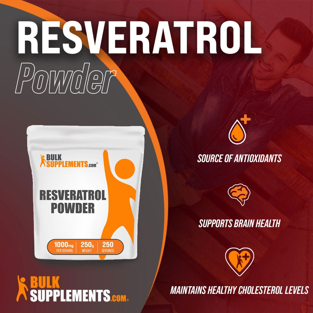 Bulksupplements.Com Resveratrol Powder, 1000Mg - Brain, Heart & Joint Support Supplement (250G - 250 Serv)