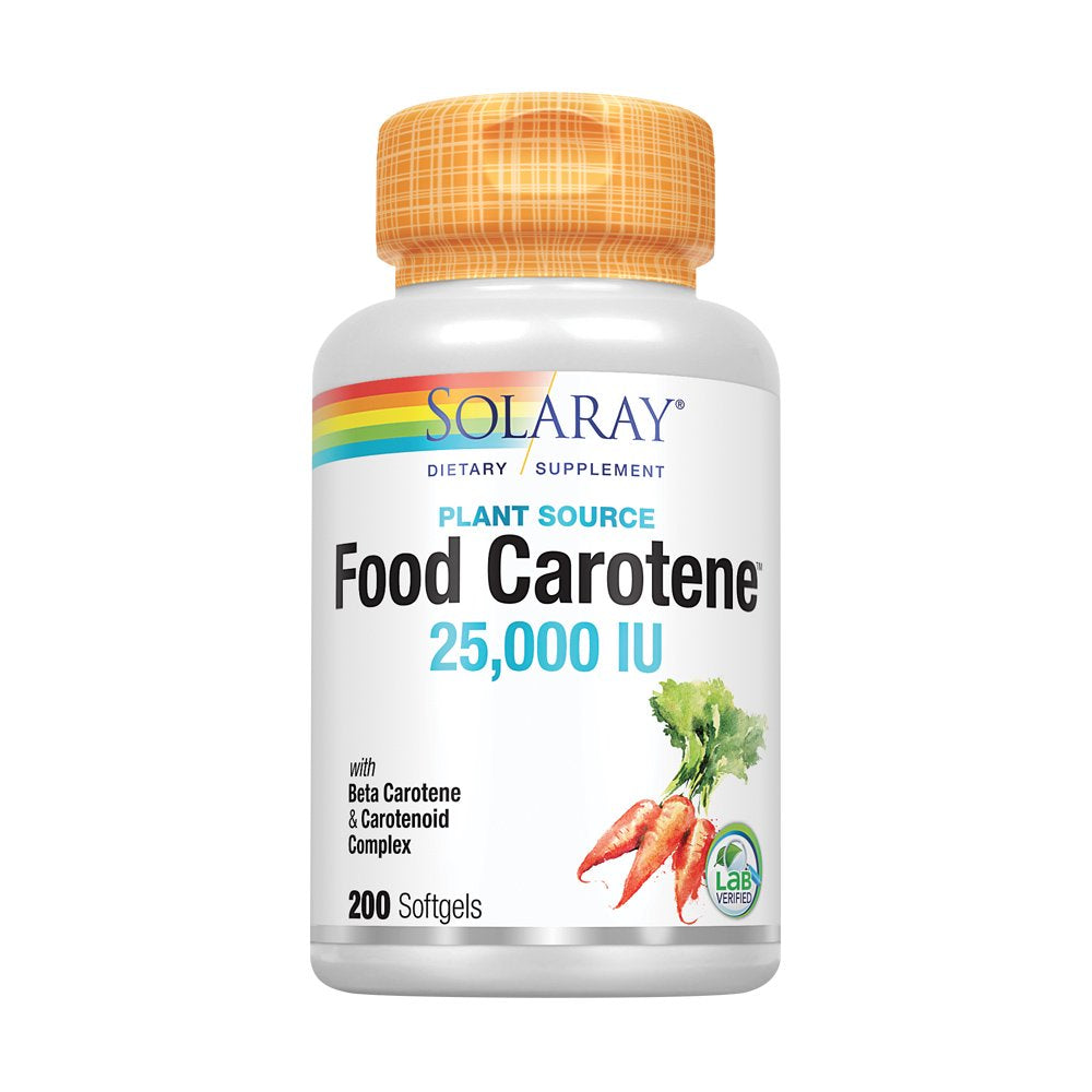 Solaray Food Carotene, Vitamin a as Beta Carotene 25000IU | Carotenoids for Healthy Skin & Eyes, Antioxidant Activity & Immune System Support | 200Ct