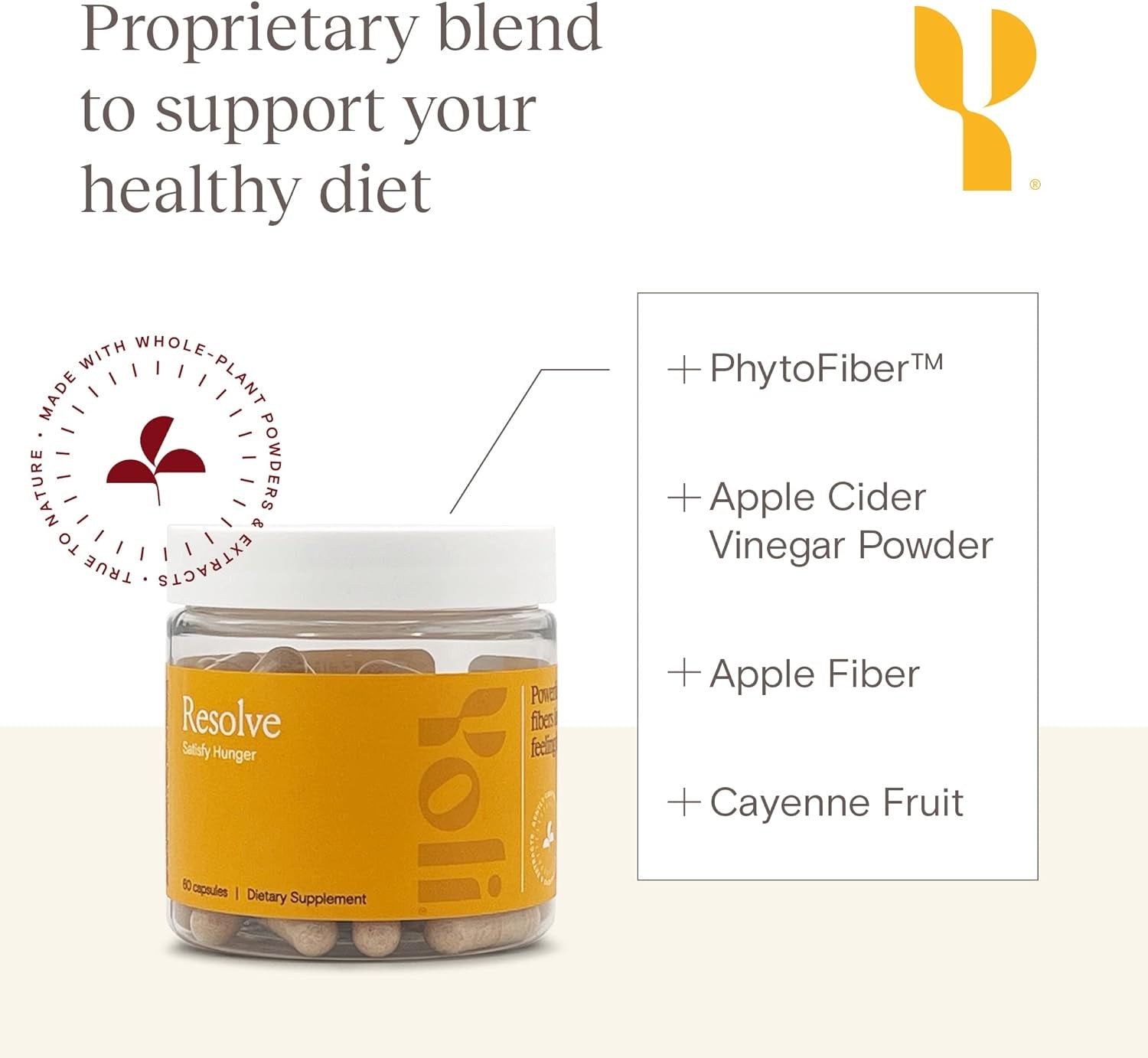 Yoli® Resolve Phytofiber, Apple Cider Vinegar Powder and Glucomannan Capsules