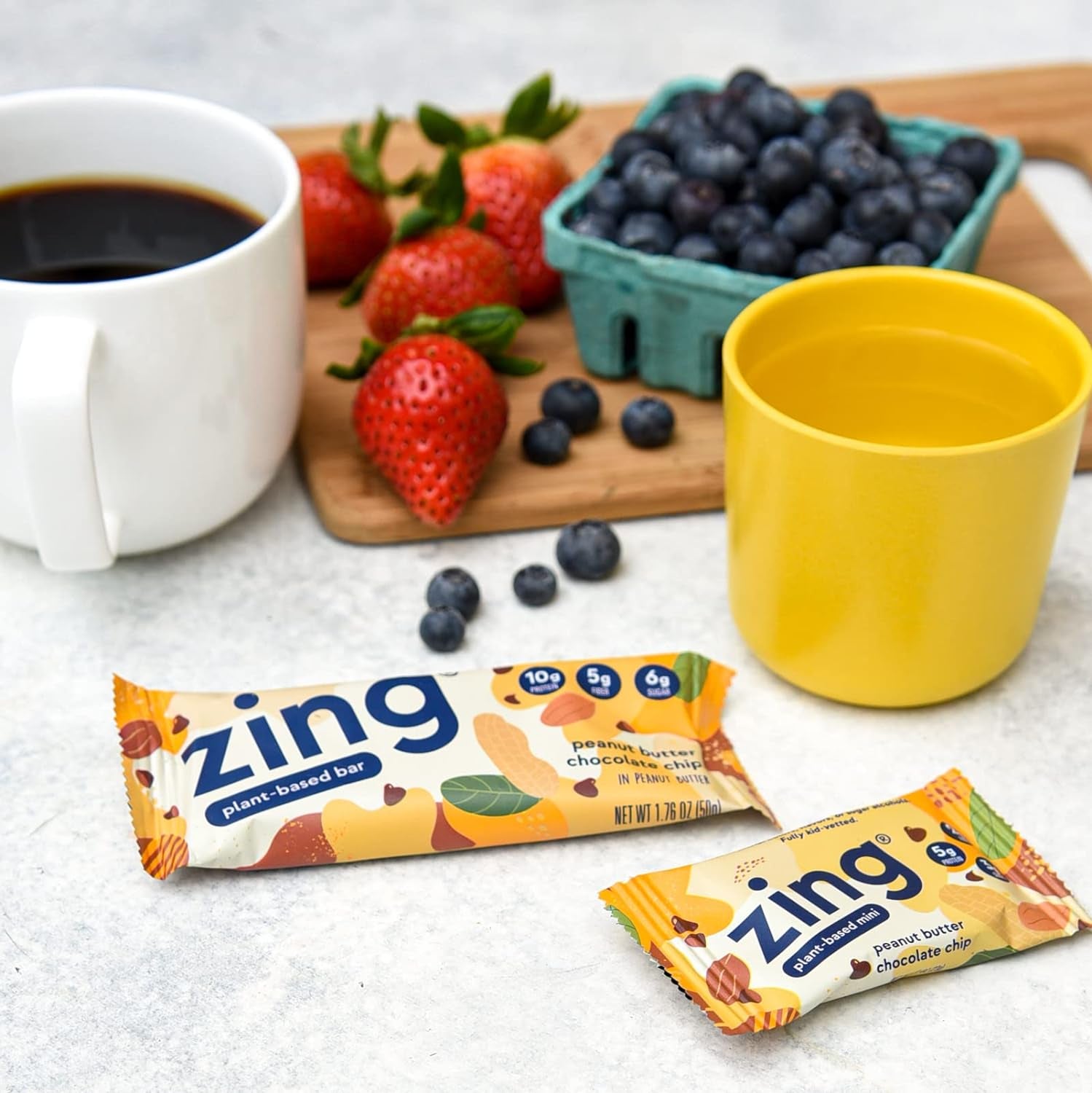 Zing Bars Plant Based Protein Bar, Peanut Butter Chocolate Chip Nutrition Bar, 10G Protein, 5G Fiber, Vegan, Gluten Free, Soy Free, Non GMO, 12 Count