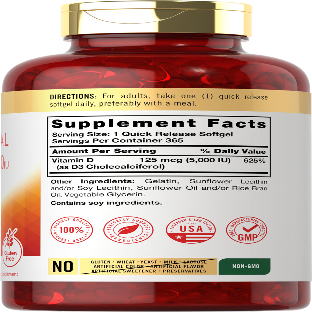 Liposomal Vitamin D3 | 5000Iu | 365 Softgels | by Carlyle