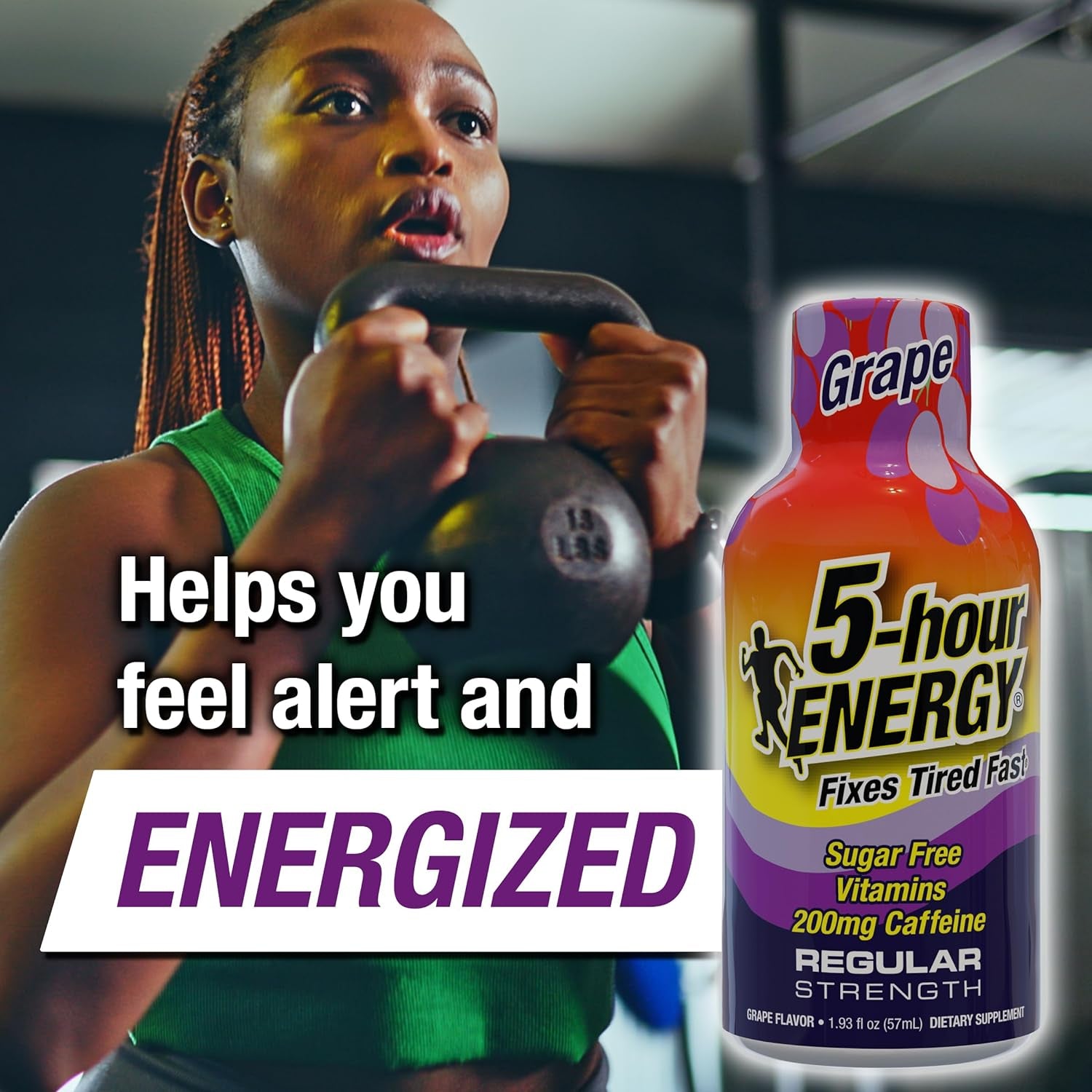 5-Hour ENERGY Regular Strength Energy Shot | Grape Flavor | 1.93 Oz. | 24 Count | Sugar-Free & Zero Calories | B-Vitamins & Amino Acids | 200Mg Caffeinated Energy Shot | Dietary Supplement