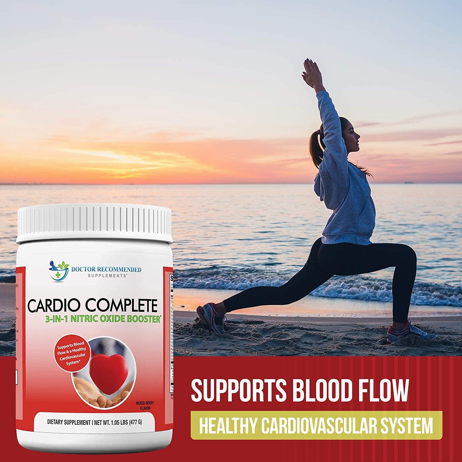 Cardio Complete - Heart Health Support Powder Supplement - 3-In-1 Nitric Oxide Booster with 5,000 L-Arginine, 1,000Mg L-Citrulline, and Hawthorn Berry