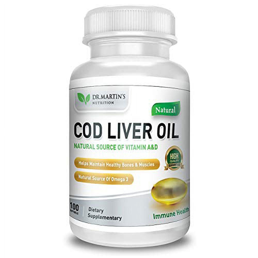 COD Liver Oil | 100 Softgels | Natural Source of Omega 3 Fatty Acids | Triple Strength | Best Immune Health, Healthy Bones & Muscles Dietary Supplement |