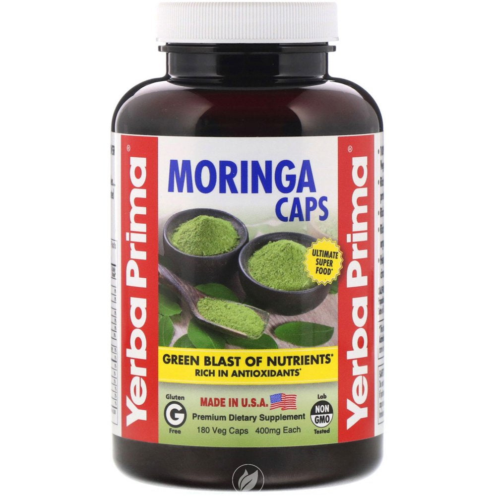 Yerba Prima Moringa Caps Dietary Supplement 400Mg, 180 Veg Caps, Pack of 2