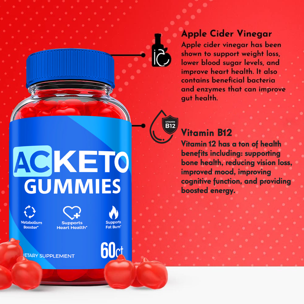 (1 Pack) AC Keto ACV Gummies - Supplement for Weight Loss - Energy & Focus Boosting Dietary Supplements for Weight Management & Metabolism - Fat Burn - 60 Gummies